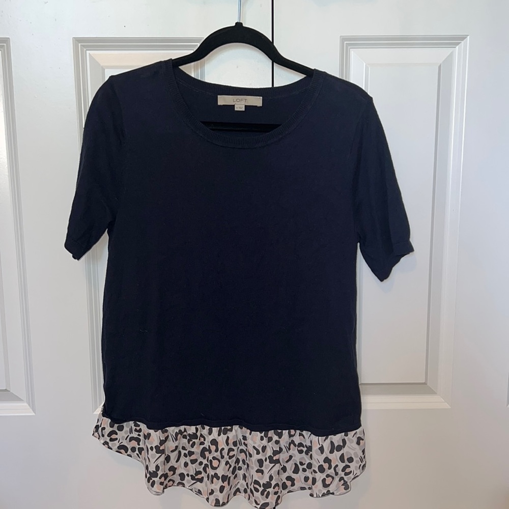 Navy blue and Cheetah top